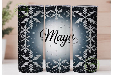 Glitter Snowflake Name Tumbler Wrap Sublimation PixelChick 
