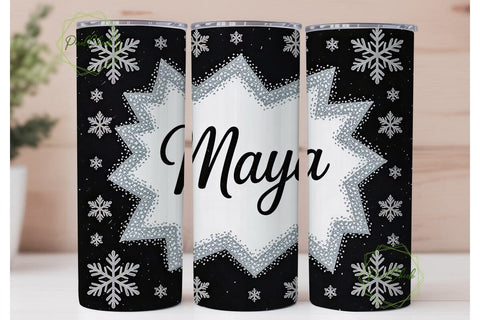 Glitter Snowflake Name Tumbler Wrap Sublimation PixelChick 