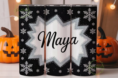Glitter Snowflake Name Tumbler Wrap Sublimation PixelChick 
