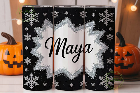 Glitter Snowflake Name Tumbler Wrap Sublimation PixelChick 