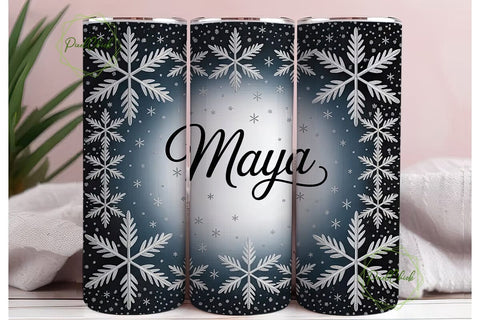 Glitter Snowflake Name Tumbler Wrap Sublimation PixelChick 