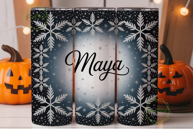 Glitter Snowflake Name Tumbler Wrap Sublimation PixelChick 