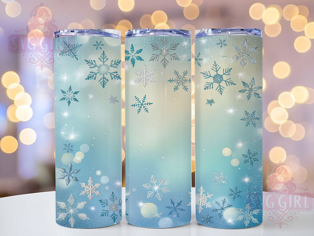 Glitter Snowflake Winter Tumbler, Glitter Snowflakes, Elegant Winter Design, Festive Holiday Art, Sparkling Snowflake Graphic, 20oz Tumbler, Sublimation Design Sublimation SvggirlplusArt 