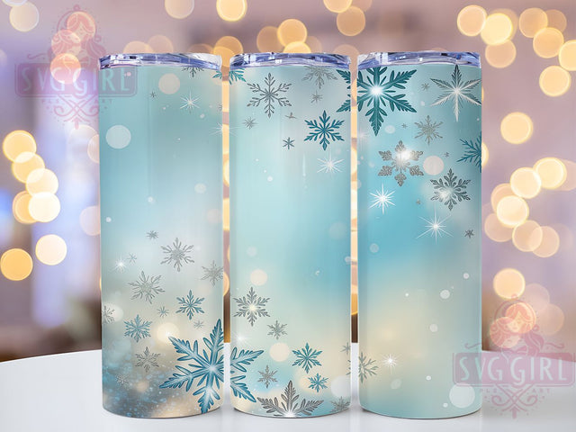 Glitter Snowflake Winter Tumbler, Glitter Snowflakes, Elegant Winter Design, Festive Holiday Art, Sparkling Snowflake Graphic, 20oz Tumbler, Sublimation Design Sublimation SvggirlplusArt 