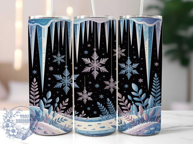 Glitter Snowflake Winter Tumbler, Sparkling Snowflake Design, Winter Glitter Tumbler, 20Oz Wrap Design, Snowflake Sublimation, Frosty Winter Art, Shiny Holiday Theme Sublimation ToriDesigns 