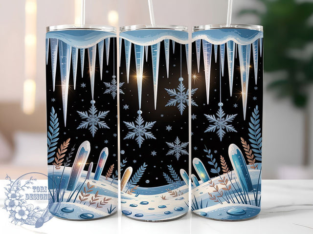 Glitter Snowflake Winter Tumbler, Sparkling Snowflake Design, Winter Glitter Tumbler, 20Oz Wrap Design, Snowflake Sublimation, Frosty Winter Art, Shiny Holiday Theme Sublimation ToriDesigns 
