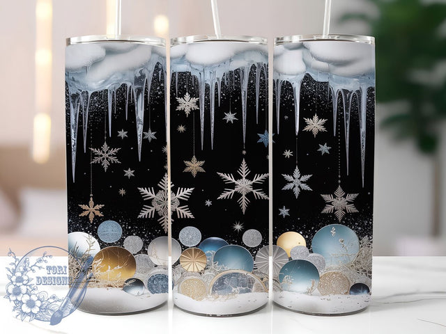 Glitter Snowflake Winter Tumbler, Sparkling Snowflake Design, Winter Glitter Tumbler, 20Oz Wrap Design, Snowflake Sublimation, Frosty Winter Art, Shiny Holiday Theme Sublimation ToriDesigns 