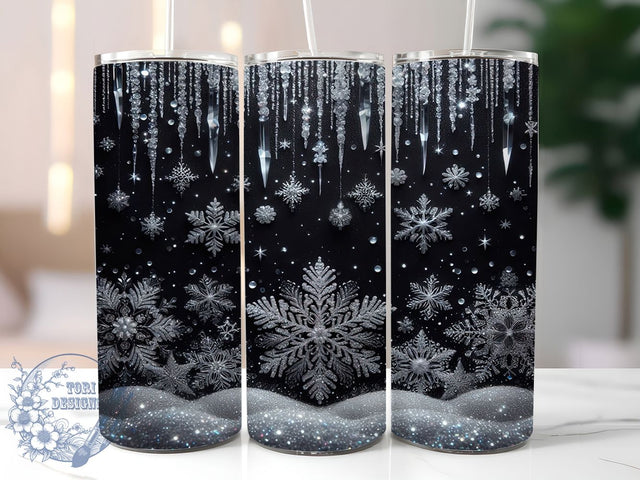 Glitter Snowflake Winter Tumbler, Sparkling Winter Wrap, 20oz Tumbler Sublimation, Festive Holiday Glitter Design, Frosty Snowflake Sublimation, Shiny Christmas Tumbler, Cozy Winter Wrap Sublimation ToriDesigns 