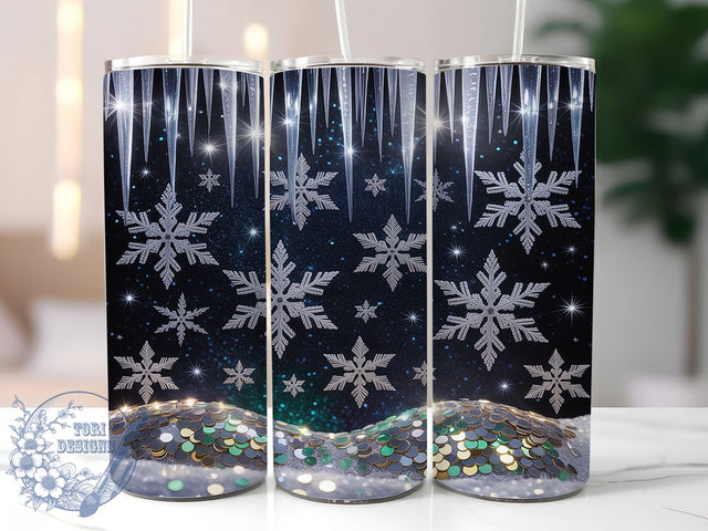 Glitter Snowflake Winter Tumbler, Sparkling Winter Wrap, 20oz Tumbler Sublimation, Festive Holiday Glitter Design, Frosty Snowflake Sublimation, Shiny Christmas Tumbler, Cozy Winter Wrap Sublimation ToriDesigns 
