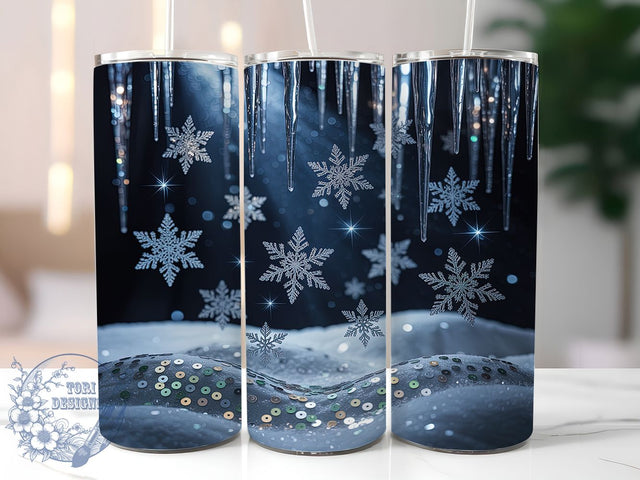 Glitter Snowflake Winter Tumbler, Sparkling Winter Wrap, 20oz Tumbler Sublimation, Festive Holiday Glitter Design, Frosty Snowflake Sublimation, Shiny Christmas Tumbler, Cozy Winter Wrap Sublimation ToriDesigns 