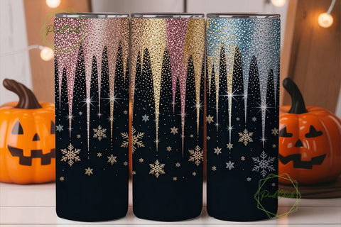 Glitter Snowflakes Drip 20oz Tumbler Sublimation PixelChick 