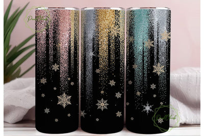 Glitter Snowflakes Drip 20oz Tumbler Sublimation PixelChick 