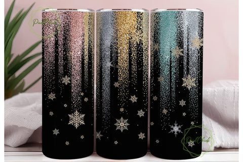 Glitter Snowflakes Drip 20oz Tumbler Sublimation PixelChick 