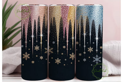 Glitter Snowflakes Drip 20oz Tumbler Sublimation PixelChick 