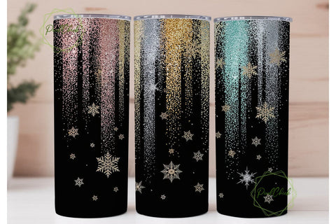 Glitter Snowflakes Drip 20oz Tumbler Sublimation PixelChick 