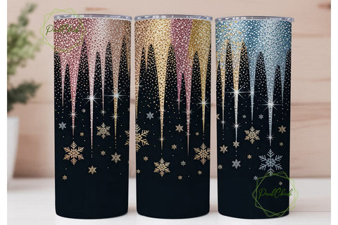 Glitter Snowflakes Drip 20oz Tumbler Sublimation PixelChick 