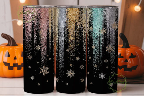 Glitter Snowflakes Drip 20oz Tumbler Sublimation PixelChick 