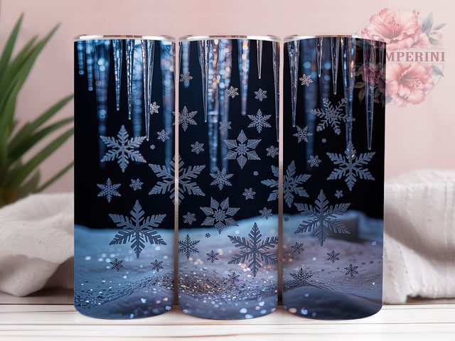 Glitter Snowflakes Winter Tumbler, Sparkly Winter Wrap, Festive Holiday Sublimation Design, Shiny Snowflake Cup, 20Oz Skinny Tumbler Wrap, Frosty Christmas Mug, Elegant Winter Design Sublimation Li Zamperini 