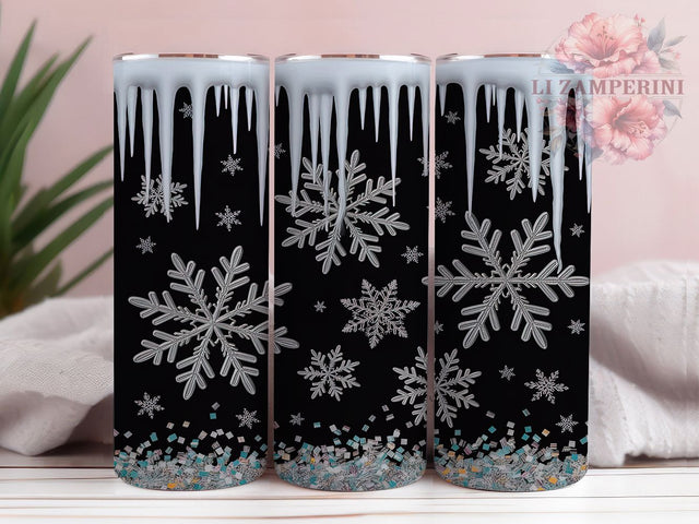 Glitter Snowflakes Winter Tumbler, Sparkly Winter Wrap, Festive Holiday Sublimation Design, Shiny Snowflake Cup, 20Oz Skinny Tumbler Wrap, Frosty Christmas Mug, Elegant Winter Design Sublimation Li Zamperini 