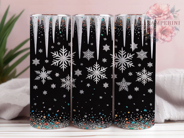 Glitter Snowflakes Winter Tumbler, Sparkly Winter Wrap, Festive Holiday Sublimation Design, Shiny Snowflake Cup, 20Oz Skinny Tumbler Wrap, Frosty Christmas Mug, Elegant Winter Design Sublimation Li Zamperini 