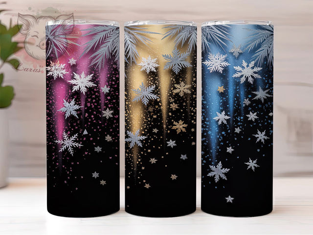Glitter Snowflakes Winter Tumbler, Winter Seamless Sublimation Design, Frosty Glitter Art, 20oz Holiday Tumbler, Whimsical Snowflake Mug, Stylish Winter Cup, Elegant Glitter Wrap Sublimation Lara' s Designs 