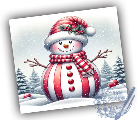 Glitter Snowman 20oz Skinny Tumbler, Cute Snowman Tumbler Png, Straight & Tapered Tumbler Wrap, Instant Digital Download Sublimation ToriDesigns 