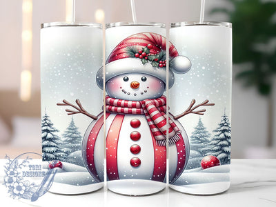Glitter Snowman 20oz Skinny Tumbler, Cute Snowman Tumbler Png, Straight & Tapered Tumbler Wrap, Instant Digital Download Sublimation ToriDesigns 