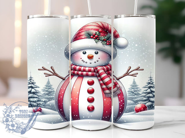 Glitter Snowman 20oz Skinny Tumbler, Cute Snowman Tumbler Png, Straight & Tapered Tumbler Wrap, Instant Digital Download Sublimation ToriDesigns 