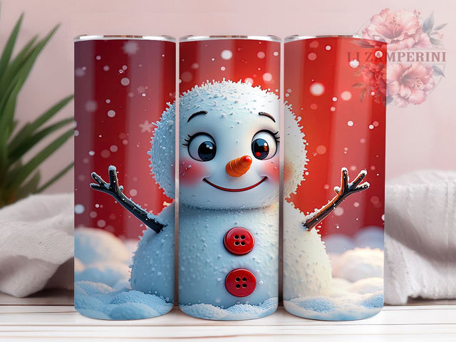 Glitter Snowman Tumbler, Christmas Drinkware, Holiday Tumbler, 20oz Tumbler, Winter Decor, Snowman Gift, Festive Drinkware Sublimation Li Zamperini 