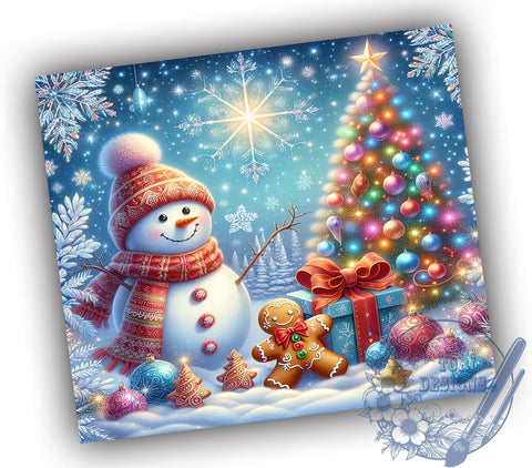 Glitter Snowman Tumbler, Christmas Tree Tumbler Wrap, 20oz Tumbler, Sublimation Design, Holiday Decor, Festive Tumbler, Christmas Gift, Winter Tumbler Sublimation ToriDesigns 