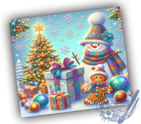 Glitter Snowman Tumbler, Christmas Tree Tumbler Wrap, 20oz Tumbler, Sublimation Design, Holiday Decor, Festive Tumbler, Christmas Gift, Winter Tumbler Sublimation ToriDesigns 