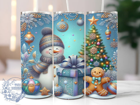 Glitter Snowman Tumbler, Christmas Tree Tumbler Wrap, 20oz Tumbler, Sublimation Design, Holiday Decor, Festive Tumbler, Christmas Gift, Winter Tumbler Sublimation ToriDesigns 