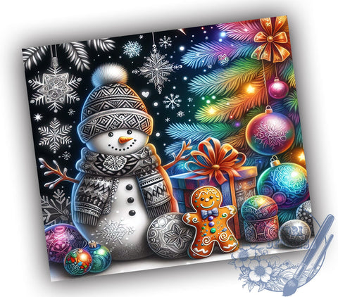 Glitter Snowman Tumbler, Christmas Tree Tumbler Wrap, 20oz Tumbler, Sublimation Design, Holiday Decor, Festive Tumbler, Christmas Gift, Winter Tumbler Sublimation ToriDesigns 