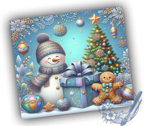 Glitter Snowman Tumbler, Christmas Tree Tumbler Wrap, 20oz Tumbler, Sublimation Design, Holiday Decor, Festive Tumbler, Christmas Gift, Winter Tumbler Sublimation ToriDesigns 