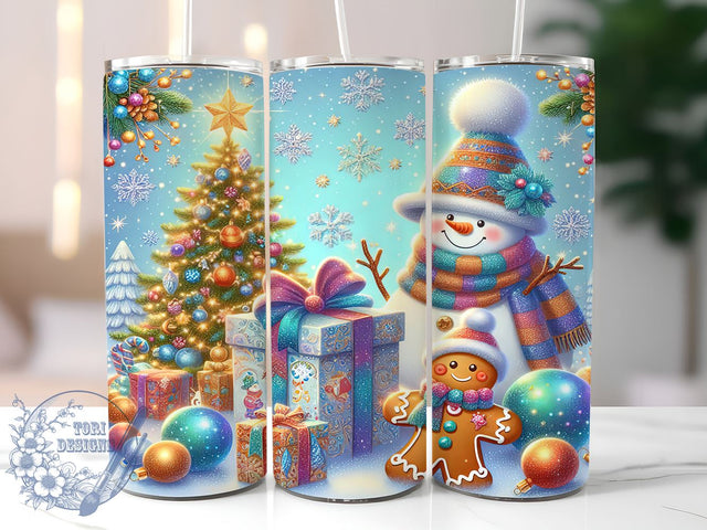 Glitter Snowman Tumbler, Christmas Tree Tumbler Wrap, 20oz Tumbler, Sublimation Design, Holiday Decor, Festive Tumbler, Christmas Gift, Winter Tumbler Sublimation ToriDesigns 