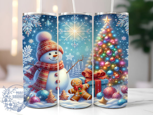Glitter Snowman Tumbler, Christmas Tree Tumbler Wrap, 20oz Tumbler, Sublimation Design, Holiday Decor, Festive Tumbler, Christmas Gift, Winter Tumbler Sublimation ToriDesigns 