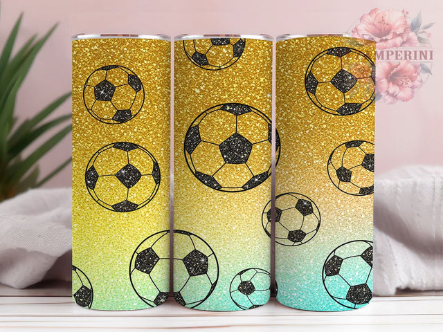 Glitter Soccer Football Tumbler, Football Glitter Wrap, 20oz Soccer Cup, Yellow Soccer Design, Sparkly Football Tumbler, Soccer Fan Tumbler, Glitter Sports Tumbler Sublimation Li Zamperini 