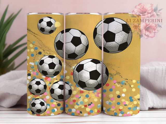Glitter Soccer Football Tumbler, Football Glitter Wrap, 20oz Soccer Cup, Yellow Soccer Design, Sparkly Football Tumbler, Soccer Fan Tumbler, Glitter Sports Tumbler Sublimation Li Zamperini 