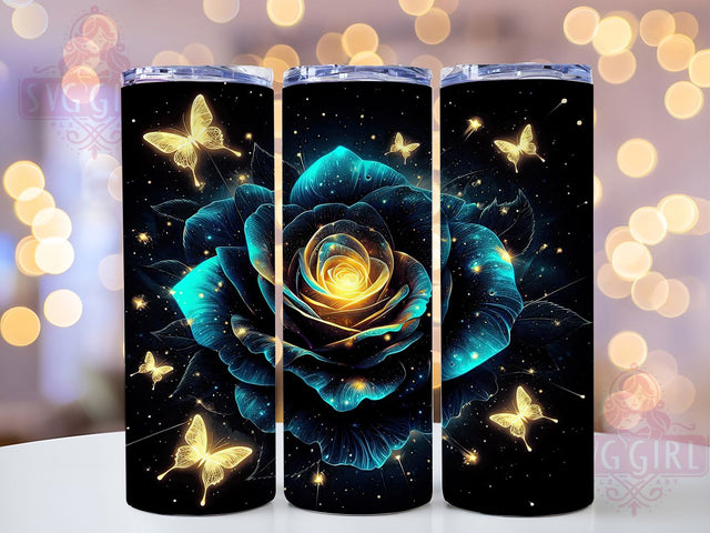 Glitter Sparkle Elegant Rose Tumbler, Floral Sparkle Wrap, 20oz Tumbler Sublimation, Elegant Rose Design, Shimmering Flower Art, Luxury Floral Aesthetic, Glamorous Rose Wrap Sublimation SvggirlplusArt 