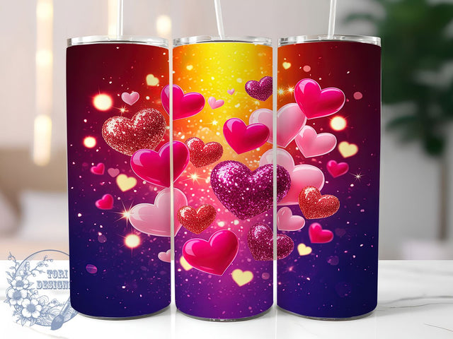 Glitter Sparkle Valentine Heart Tumbler, Glitter Valentine Pattern, Shiny Romantic Heart Design, 20Oz Sublimation Wrap, Dazzling Love Art, Sparkling Heart Texture, Tumbler Sublimation Sublimation ToriDesigns 