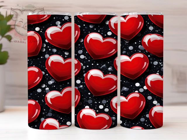 Glitter Sparkling Valentine Heart Tumbler, Valentine Sparkle Pattern, Shiny Love Heart Design, 20Oz Sublimation Wrap, Romantic Glitter Art, Sparkling Heart Texture, Tumbler Sublimation Sublimation Lara' s Designs 