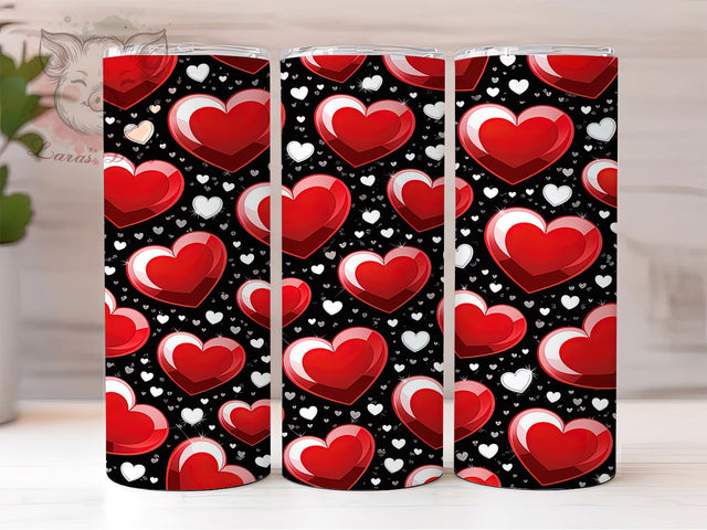 Glitter Sparkling Valentine Heart Tumbler, Valentine Sparkle Pattern, Shiny Love Heart Design, 20Oz Sublimation Wrap, Romantic Glitter Art, Sparkling Heart Texture, Tumbler Sublimation Sublimation Lara' s Designs 