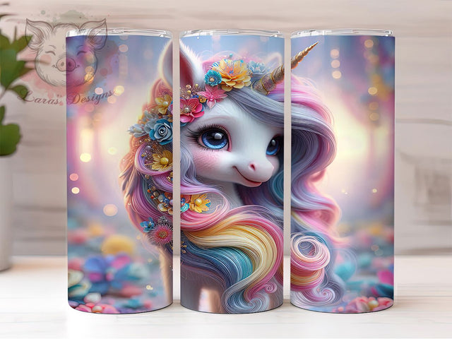 Glitter Sparkly Pink Unicorn Tumbler, Sparkly Unicorn Sublimation Design, Magical Unicorn Cup Art, 20oz Holiday Tumbler, Whimsical Unicorn Mug, Stylish Glitter Cup, Cozy Unicorn Wrap Sublimation Lara' s Designs 