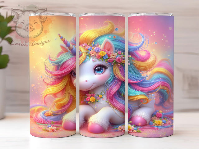 Glitter Sparkly Pink Unicorn Tumbler, Sparkly Unicorn Sublimation Design, Magical Unicorn Cup Art, 20oz Holiday Tumbler, Whimsical Unicorn Mug, Stylish Glitter Cup, Cozy Unicorn Wrap Sublimation Lara' s Designs 