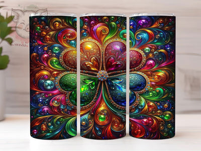 Glitter Sparkly Shamrock Tumbler, Glittery Clover Tumbler, Stylish 20oz Wrap, Sublimation Design, Trendy Gift Idea, Irish Lucky Wrap, St. Patrick’s Glitter Tumbler Sublimation Lara' s Designs 