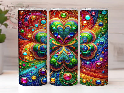 Glitter Sparkly Shamrock Tumbler, Glittery Clover Tumbler, Stylish 20oz Wrap, Sublimation Design, Trendy Gift Idea, Irish Lucky Wrap, St. Patrick’s Glitter Tumbler Sublimation Lara' s Designs 