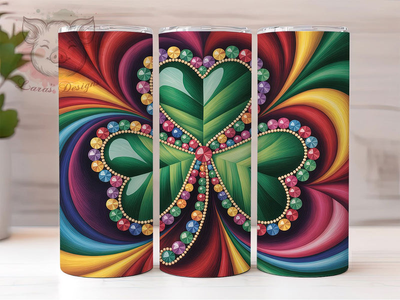 Glitter Sparkly Shamrock Tumbler, Glittery Clover Tumbler, Stylish 20oz Wrap, Sublimation Design, Trendy Gift Idea, Irish Lucky Wrap, St. Patrick’s Glitter Tumbler Sublimation Lara' s Designs 