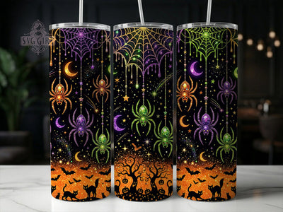 Glitter Spiderweb 20oz Tumbler, Glitter Spiderweb, 20oz Tumbler Wrap, Sublimation Design, Cute Halloween Art, Digital Download, Tumbler PNG, Glitter Spiderweb Wrap Sublimation SvggirlplusArt 
