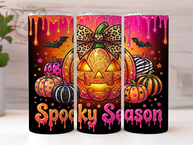 Glitter Spooky Pumpkin 20oz Tumbler, Glitter Spooky Pumpkin, 20oz Tumbler Wrap, Sublimation Design, Cute Pumpkin PNG, Glitter Tumbler Wrap, Halloween Tumbler Design, Digital Download Sublimation Lara' s Designs 