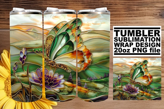 Glitter Spring Butterfly 3D Tumbler Sublimation afrosvg 